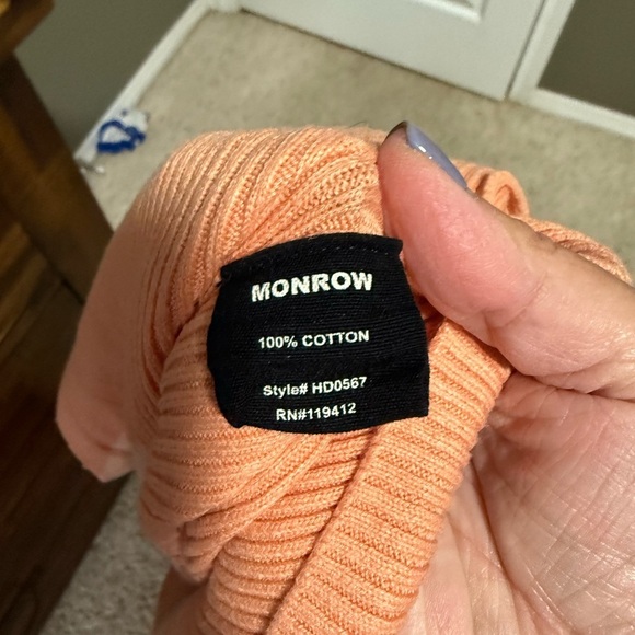 Monrow Peach Ribbed Knit dress sz s - Picture 5 of 5
